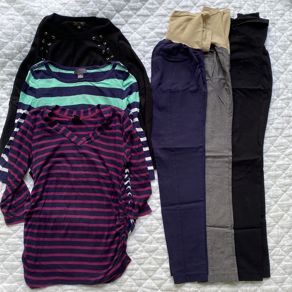 Oh baby by Motherhood Maternity bundle long tops casual work pants fall winter